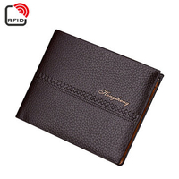 RFID Antimagnetic Card Pack PU Leather 6 Card Slots Casual Vintage Bifold Wallet For Men