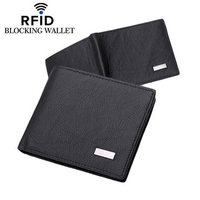 RFID Antimagnetic Wallet Genuine Leather 3 Card Holders Coin Bag For Man