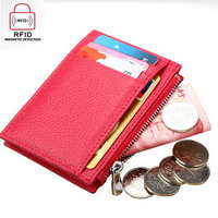 RFID Antimagnetic Women Men 8 Card Slots Card Holder Cow Leather Purse Wallet
