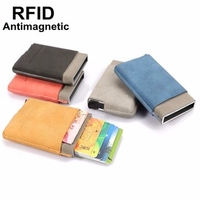 RFID PU Leather Stainless Steel Card Holder Cardcase