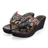 Rhinestone Colorful Beaded Platform Clip Toe Sandals