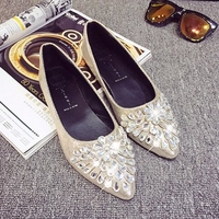 Rhinestone Crystal Beaded Decoration Pointed Toe Slip On Flat