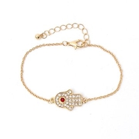 Rhinestone Hamsa Fatima Hand Blue Evil Eye Bracelet