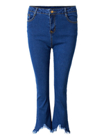 Ripped Tassel Zipper Slim Flare Ninth Casual Women Denim Jeans