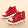 Rivet Side Zipper High Top Sneakers Kids Casual Shoes