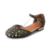 Rivet Solid Buckle Strap Flat Casual Shoes For Women