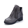 Rivet Tassel Ankel Square Heel V Mouth Slip On Boots