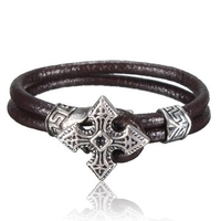 Rock Leather Bracelet Alloy Cross Anchor Black Leather Bracelet