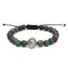 Rock Men Bracelet Green Malachite Gemstone Faceted Matte Hematite Lion Head Beaded Bracelet