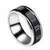 Rock Men Ring Black Roman Numerals Rotatable Stainless Steel Ring