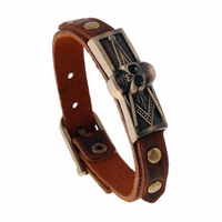 Rock Vintage Bracelet Punk Retro Leather Skull Head Bracelet for Men Gift