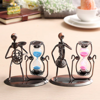 Romantic Sand Hourglass Metal Crafts Sandglass Timer Clock Office Bedroom Home Decor
