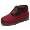 Rose Flower Ankle Fur Lining Vintage Embroidery Warm Boots