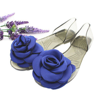 Rose Flower Transparent Flat Slip On Casual Sandals