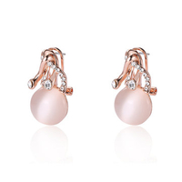 Rose Gold Plated Opal Rhinestone Earrings for Women Gift