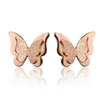 Rose Gold Plated Scrub Double Butterfly Stud Earrings