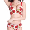 Rose Printed Deep V Sexy Seamless Full Cup Gather Push Up Thin Bras