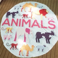 Round Animal Pattern Beach Towel Cotton Yoga Mat Table Cloth Tapestry Wall Hanging