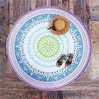 Round Blue Beach Towel Shawl Yoga Mat Tapestry Wall Hanging Decor