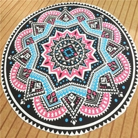 Round Geometry Printing Beach Towel Cotton Scarf Shawl Yoga Mat Tapestry Wall Hanging