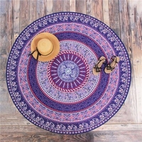 Round Purple Beach Towel Shawl Yoga Mat Tapestry Wall Hanging Decor