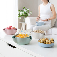 Round Wheat Straw Snacks Storage Box Desk Sundries Food Finisher Holder Home Organizer Accessories