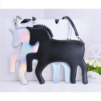 Rowky Horse Clutch Women Crossbody Bag PU Messengers Bags Solid Zipper Sling Bag