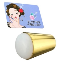 Rubber Nail Art Template Stamping Stamp Head With Scraper Silver Gold