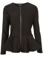 Ruffles Long Sleeve Solid Zipper Crew Neck Elegant Women Jacket