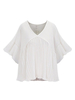 Ruffles Short Sleeve Pleated Stitching Loose T-Shirt For Women