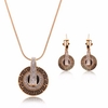 Rune Jewelry Set Alloy Rhinestone Circle Necklace Earrings Set