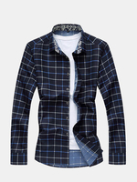 S-5XL Plus Size Plaid Dress Shirt Casual Long Sleeve Shirt For Men