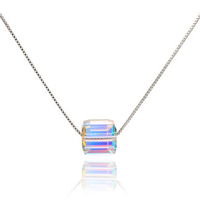 S925 Silver Water Drop Star Square Cube Crystal Necklace