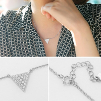 S925 Sterling Silver Triangle Micro-inserts Rhinestone Clavicle Necklace