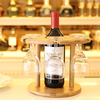 SaicleHome 6 Holes Red Wine Glasses Racks Wood European Iron Wine Cup Racks Hotel Kitchen Dec Holder