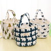 SaicleHome Cotton Linen Lunch Tote Bag Drawstring Portable Picnic Cooler Insulated Handbag Container