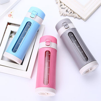 SaicleHome Double Layer Anti-hot Glass Cup Portable Sports Water Bottle Bounce Cover Juice Cup Mug