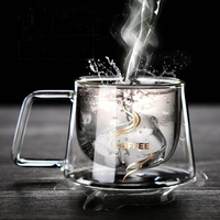 SaicleHome High Borosilicate Insulation Double Coffee Cup Mug Creative Glass Fridge Microwave Cup