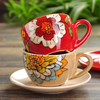 SaicleHome Vintage Handmade Ceramic Cups European Coffee Cup Set Mugs