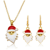 Santa Claus Christmas Tree Enamel Necklace Earrings Set