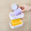 Seamless Hanging Hooks Double Deck Suction Cup Soap Holder Bath Soap Storage Shelves