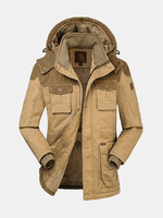 senlin Jeep Plus Size Outdoor Multi Pockets Thicken Washed Cotton Stitching Jacket for Men
