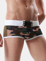 Seobean Camo Boxer Briefs Printed Beach Trunks Swimsuit for Men