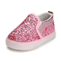 Sequins LED Light Up Luminous Children Flats Casual Kids Shoes