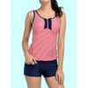 Sexy Back Keyhole Hollow Out Wireless Stripe Elastic Tankini For Women