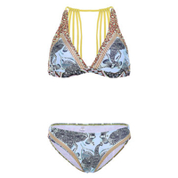 Sexy Back Rope Printed Wireless Deep V Backless Breathable Bikinis Set For Women