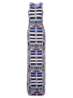 Sexy Backless Geometric Print Hollow Maxi Dress For Women