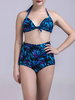 Sexy Backless Halter Wireless Printed Elastic High Waisted Tankinis