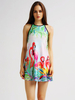 Sexy Birds Pattern Backless Sleeveless O-neck Women Mini Dress