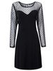 Sexy Black Polka Dot Mesh Patchwork Women A-line Dress